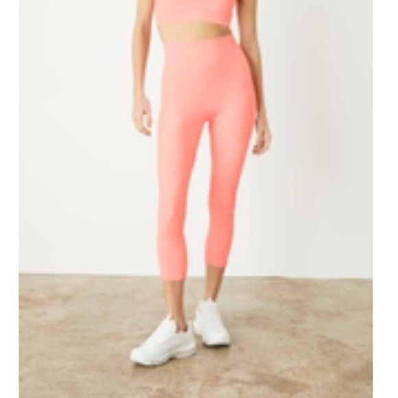 All Access Sport Rib Center Stage Cropped Legging - Size Small in Bright Pink - Picture 1 of 4